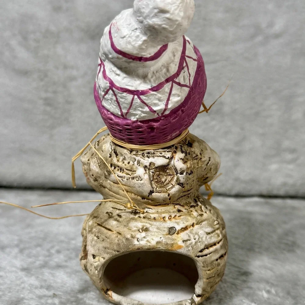 Snowman Vintage Rustic Cottagecore Candle Holder Figurine‎ 7